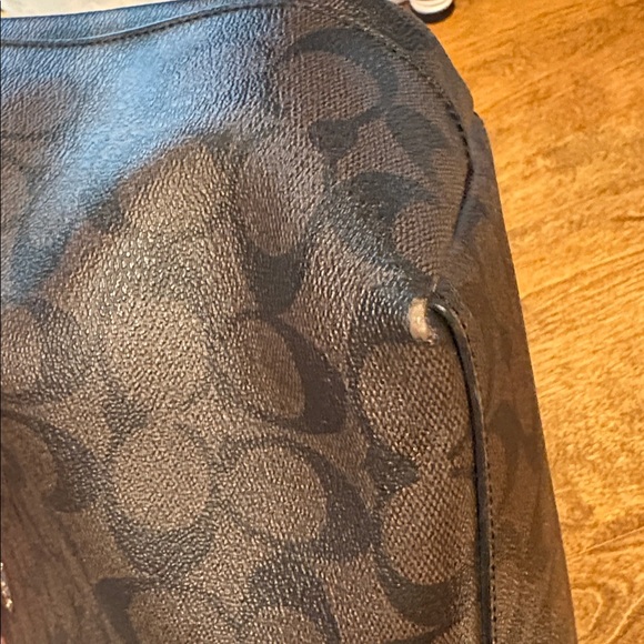 Coach Dark Brown Signature Tote with Black Handles - Picture 12 of 15